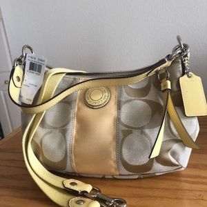 Coach Signature Stripe Demi Crossbody- Yellow NWT